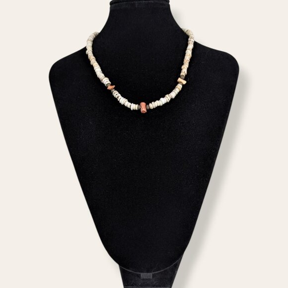 V. Puka Shell & Coral Beaded Necklace - Picture 2 of 6